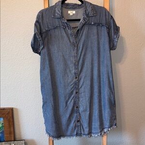EASEL Blue Denim Shirt Dress